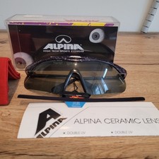 Vintage Alpina Ceramic Bel Air l Schwarz Halbrand Brille Fahrradbrille NOS