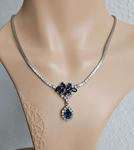 Collier kette mit saphir - collier,
