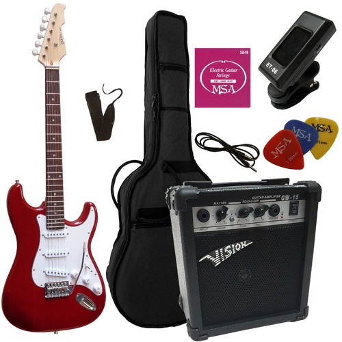 Gitarre set dunkelrot - e,