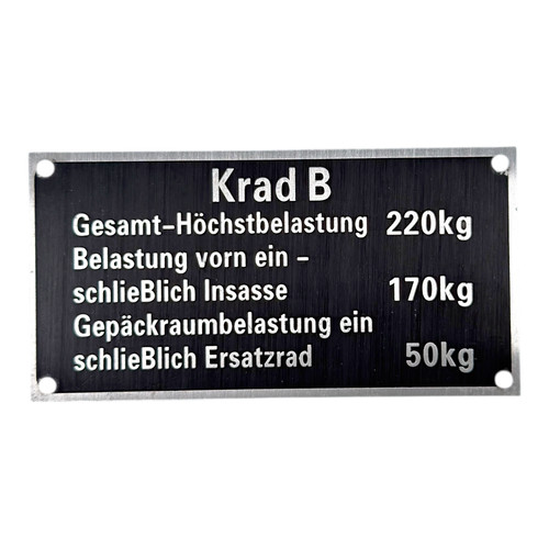 Typenschild bezeichnung krad - bezeichnung,