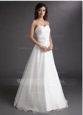 Prinzessin Herzausschnitt Bodenlang Organza Satin Brautkleid mit Rüschen Blumen