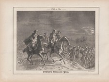 Marschall Belle-Isle Abzug aus Prag 1742 n.Chr. HOLZSTICH von 1862