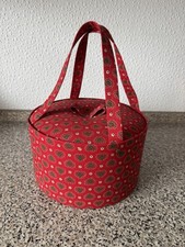 Vintage 60er Jahre Nähkästchen Nähkorb rund mit Deckel Aufbewahrung rot ♥️chen