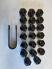 Original Skoda 20x 17 mm Rad Bolzen Abdeckung schwarz glänzend Kappen VW Audi