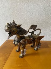vintage Tempelwächter Hund Messing Bronze Statue