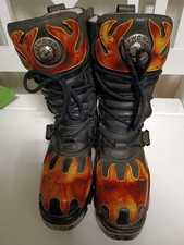 New Rock Herren Unisex Damen Stiefel Boots Flammen Flames Gr. 42 Schwarz Leder