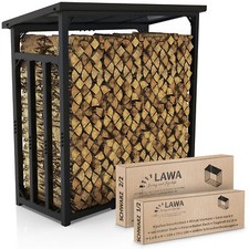 Kaminholzregal außen Dach Brennholzregal Metall Stapelhilfe verzinkt Holz Regal