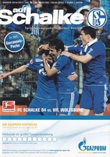 auf Schalke gegen VfL Wolfsburg Programm 09.04.2011 Poster Magazin Hülle Sammler