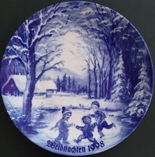 Limitierter Weihnachtsteller Lichte Porzellan - Echt Kobalt 1998