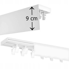 Gardinenstange Innenschiene  Blende 9cm weiße Schiene Vorhangschiene  1-2 läufig