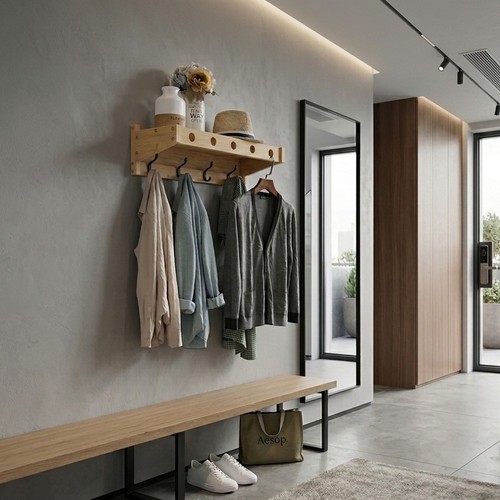 Wandgarderobe massiv bambus - massiv,