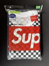 Supreme x Hanes Tagless Tee Shirt, Schwarz/Weiß, Größe XL