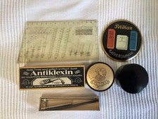 Div. Vintage Büroartikel Federn, Schablone Manormus Pelikan, Antiklexin s. Fotos