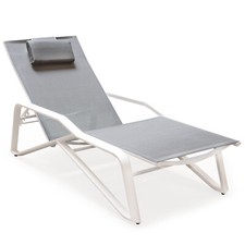 osoltus VIDA Sonnenliege Gartenliege mit Kissen Alu weiß verstellbar
