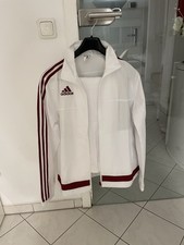 Adidas Herren Training Anzug Weiß mit Roten Streifen Größe Gr. S