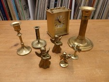 Konvolut Messing Teile 8Stück Weihnachten Engel Kaminuhr Kerzenständer Deko Kult