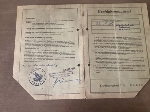Original kraftfahrzeugbrief - original,