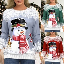 Damen Weihnachtspulli Pullover Sweatshirt Hoodie Weihnachten Jumper T shirt Tops
