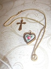 Medaillon Amulett Herz mit Kette 45 cm double Amerika 2cm für Kommunion Top