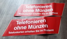 2 Große Post Bundespost Aufkleber "Telefonieren ohne Münzen" für Telefonzelle