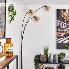 HOFSTEIN Fossobiubo Stehlampe aus Metall/Glas in Schwarz/Bernsteinfarben/Klar