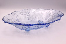 alte Glasschale - Obstschale  - blau - Pressglas - Dekor  Trauben - oval