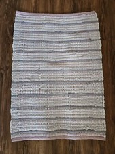 Kleiner Teppich Läufer Maschinenwaschbar Flickenteppich rosa weiss grau  83x58