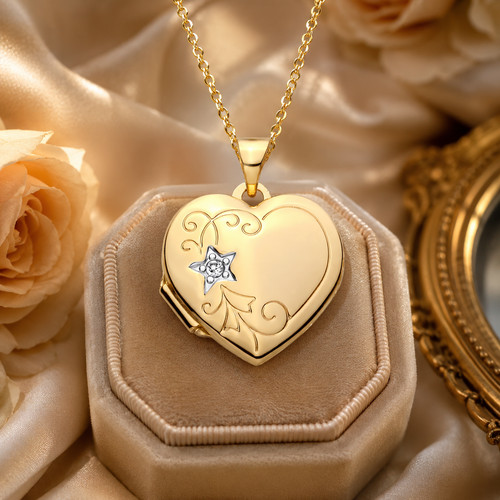 Gold herz floral medaillon - herz,
