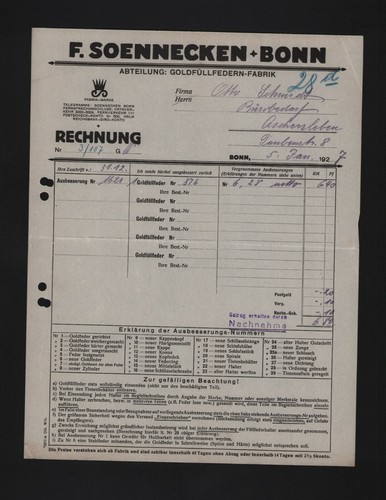 Bonn rechnung 1927 f - rechnung, 1927,