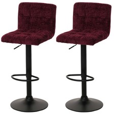 B-Ware 2er-Set Barhocker MCW-G87, Barstuhl, drehbar Chenille 465g/m², bordeaux