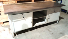 Werkbank Edelstahl VA Metall Arbeitstisch Werkstatt 200x80x82cm Holzplatte 4cm