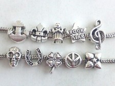 2x Großloch Perlen Beads Zwischenperlen Metall Spacer Schmuck Basteln Auswahl