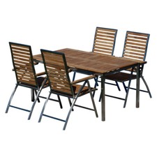Gartengarnitur Edelstahl Teak