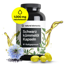 Schwarzkümmelöl Kapseln kaltgepresst 400 Kapseln + Vitamin E - NATURAL ELEMENTS