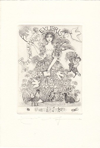 Exlibris bookplate radierung - exlibris,