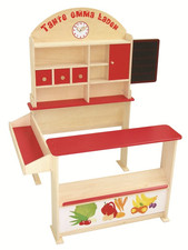 Roba Kaufladen 'Tante Emma', Holz Natur, Mit Theke, Tafel, Seitentheke & Marksts