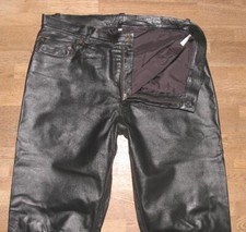 lange Herren- LEDERJEANS / Lederhose aus Glattleder in schwarz ca. W37 / L34-35