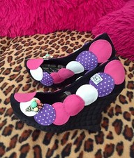 Schuhe Damen Wedges ? Plateau 37 38 Keil schwarz bunt ausgefallen Eis crazy NEU