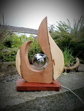 Holzlampe,Baumscheibe,Kernahorn-DEKO,Beistell-Lampe,Tischleuchte,UNIKAT,Retro