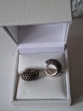 Damen Ohrringe Stecker Klapp Creolen klein Thomas Sabo Onyx wie neu 2xgetragen 