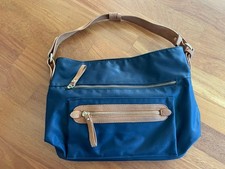 Sansibar Damen Tasche Dunkelblau / Braun sportlich Emblem außen fehlt s. 4. Foto