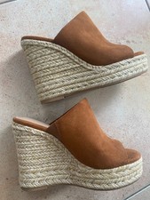 High Heels Marken Plateau / Sandaletten JUST FAB Braun ANAYA Bast Wedges Keil 37