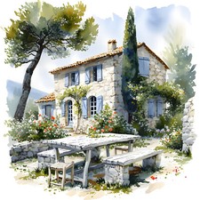 Wandbild Haus Finca Provence