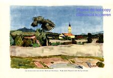 Basovizza bei Triest in Italien Deutscher Kunstdruck 1928 von Georg Lebrecht Kirche +