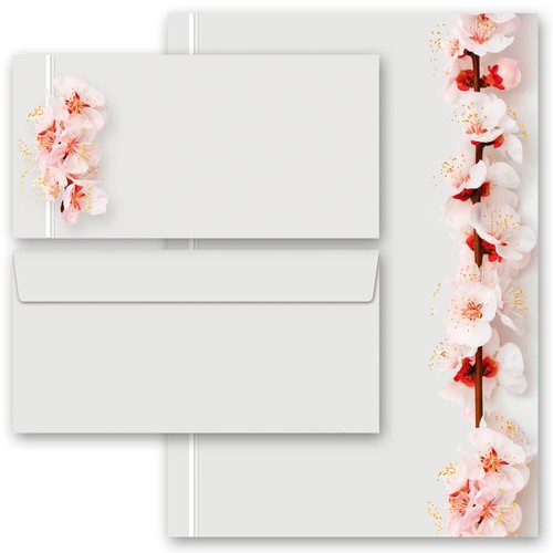 Briefpapier set kirschblüten - briefpapier,