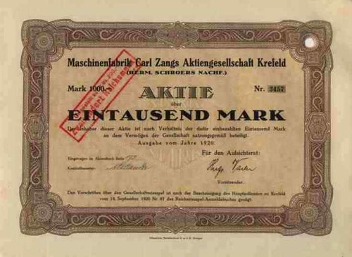 Carl zangs krefeld - carl, 1920