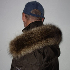 Raccoon fur hood collar real