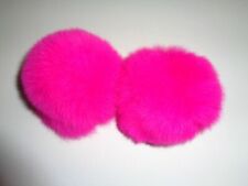 Pelzbommel 2 Stück Rex Kaninchen Fellbommel echtfell pink 7/8 cm nicht winzig