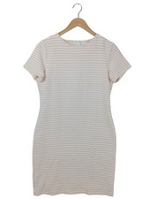 HUGO BOSS Bleistiftkleid Damen Kleid Gr. DE 42 hellorange-weiß Casual-Look