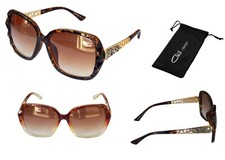 Große Brille Damenbrille Sonnenbrille Pornobrille Gold Schmuckteil Glitzer M 42